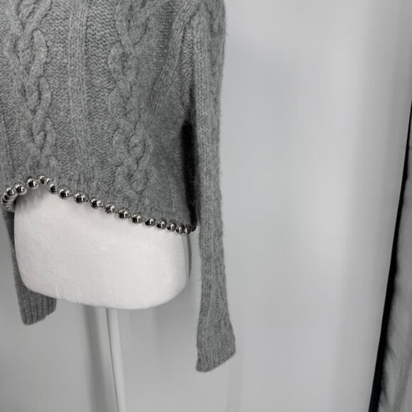 Zara Silver Bead Embellished Cable Knit Sweater - Small - Picture 5 of 13